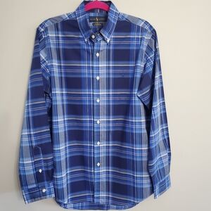 Ralph Lauren Men's Blue Plaid Button Down Shirt Classic Fit 100%Cotton Size M